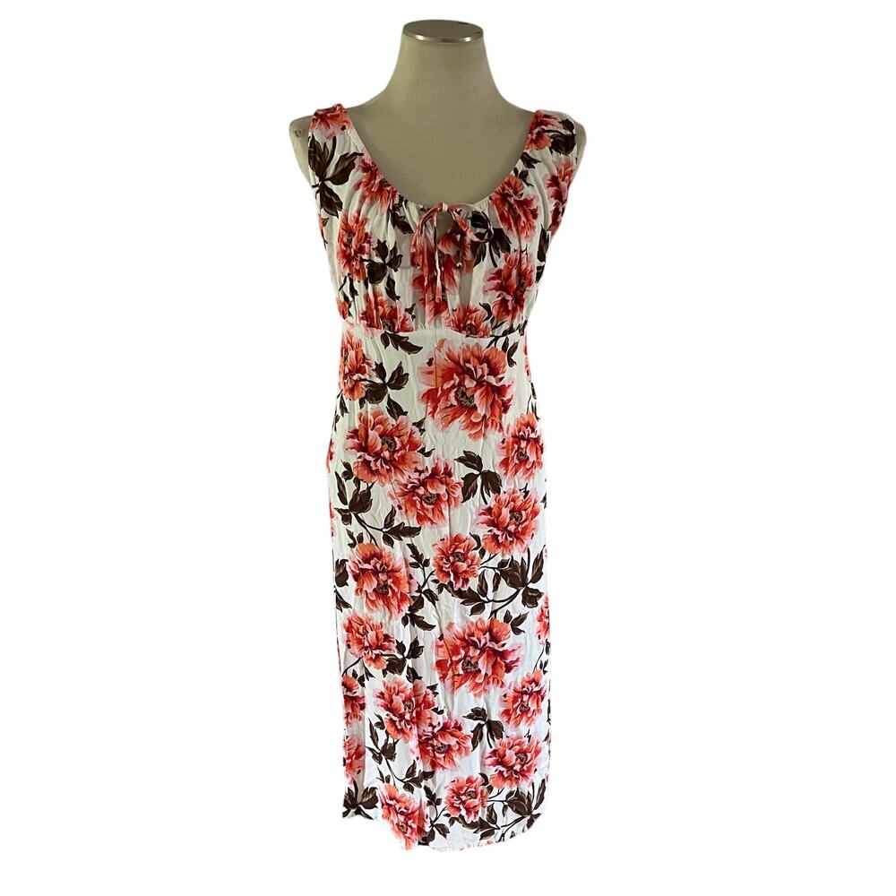 White Floral Romantic Tie Neckline Plus Sz XXL Cottagecore Maxi Dress